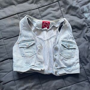 Vintage Denim Cropped Vest